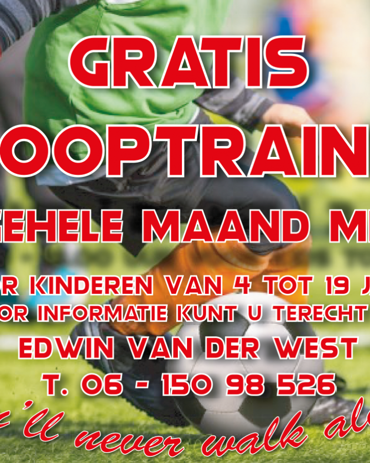 Gehele maand mei & juni vrije inlooptrainingen bij V.V. Opende